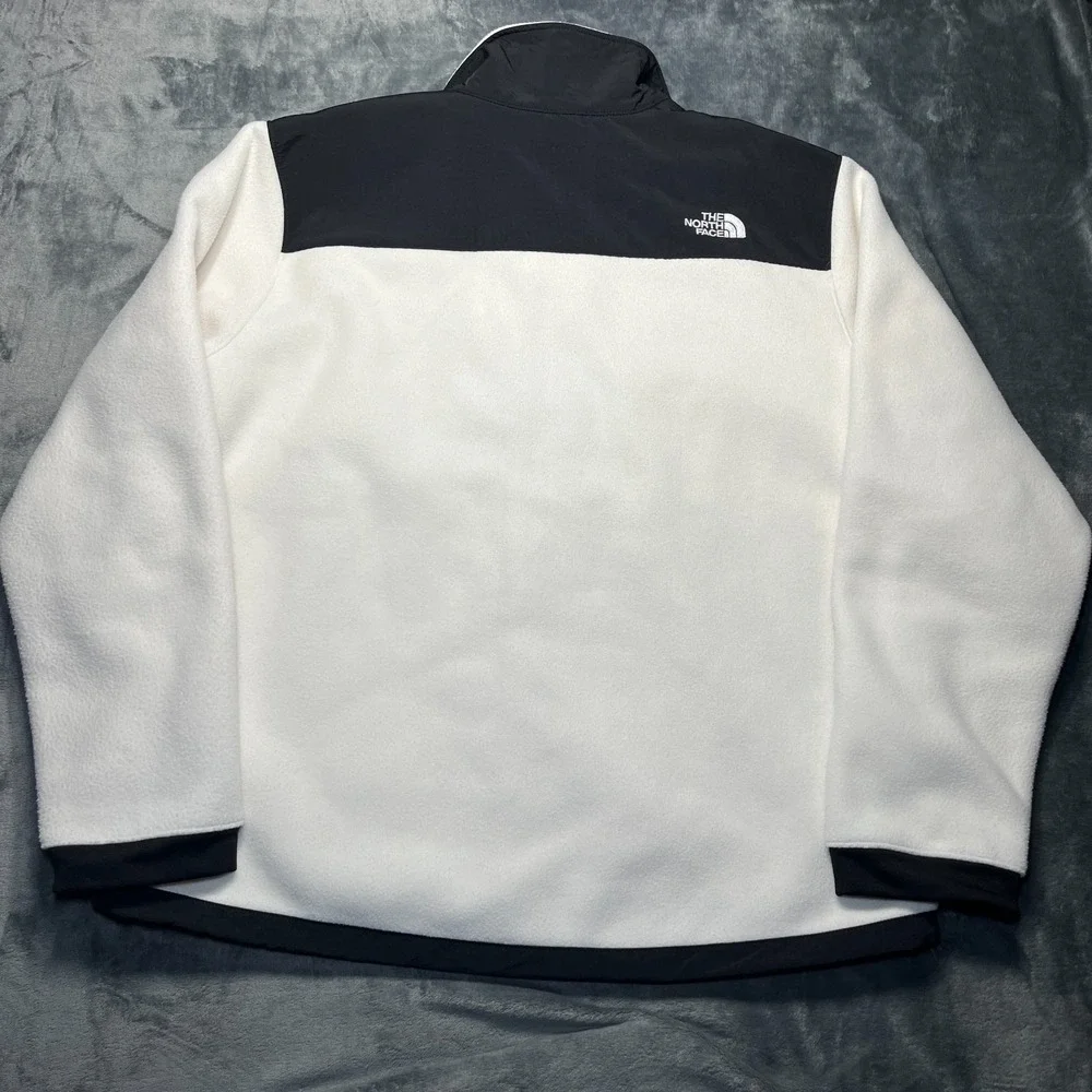 The North Face Denali Jacket Mens XL White Black Full Zip Gorpcore Hiking Fleece